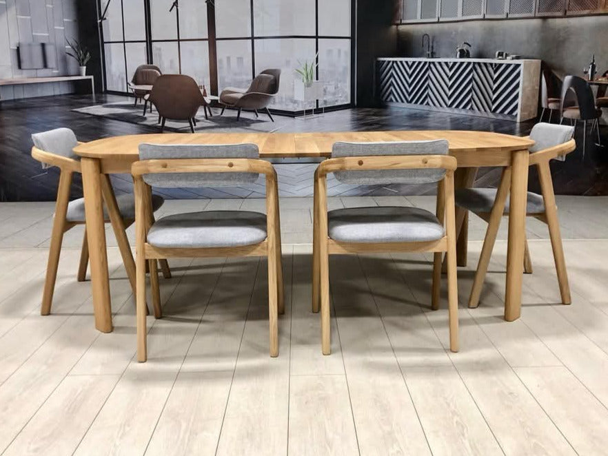 Table de salle à manger ronde à rallonge en chêne massif Victoria | VESKOR