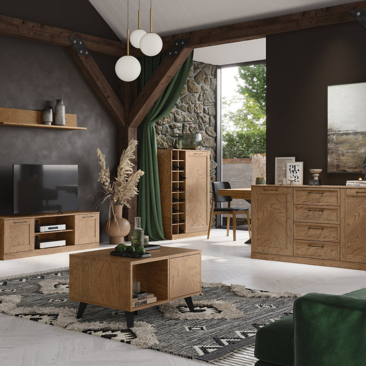 Meuble bar en chêne COZY 15, 100 × 140 × 50 cm | LoftStory