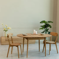 Table de salle à manger ronde à rallonge en bois de chêne MALMO | VESKOR