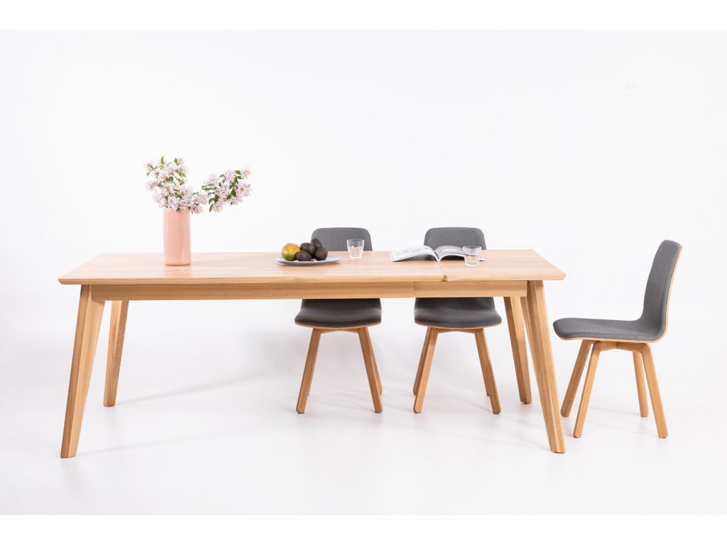 Table de salle à manger à rallonge en bois massif hêtre ou chêne KAMBIO 2 | KARPIS