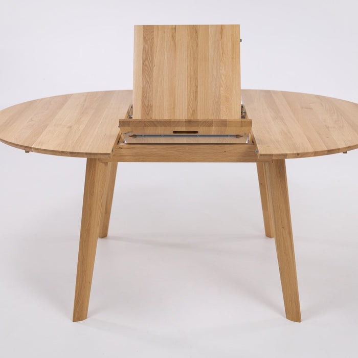 Table de salle à manger ronde à rallonge en hêtre ou chêne massif SAGA : KARPIS