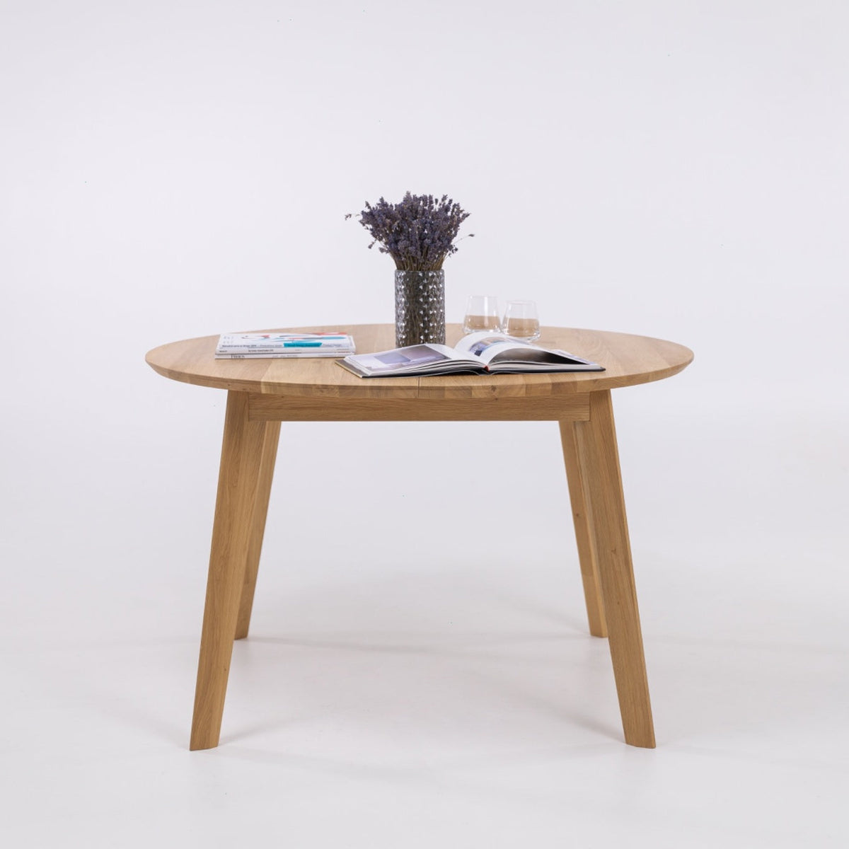 Table de salle à manger ronde à rallonge en hêtre ou chêne massif SAGA : KARPIS