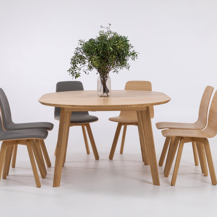 Table de salle à manger ronde à rallonge en hêtre ou chêne massif SAGA : KARPIS