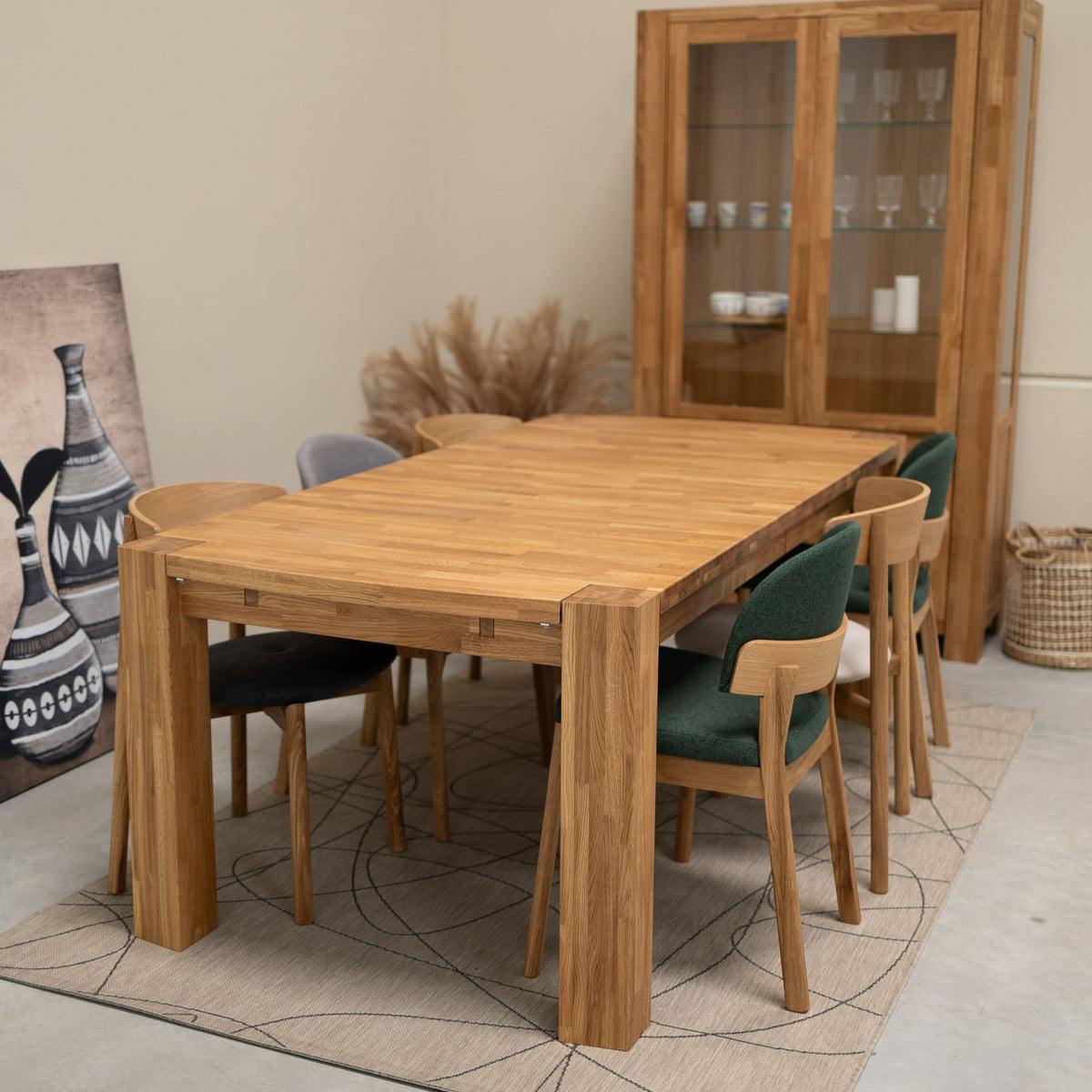 Table de salle à manger rectangulaire extensible en chêne BALDER jusqu'à 5 m | VESKOR