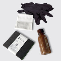 Kit avec huile pour l'entretien des meubles en bois massif