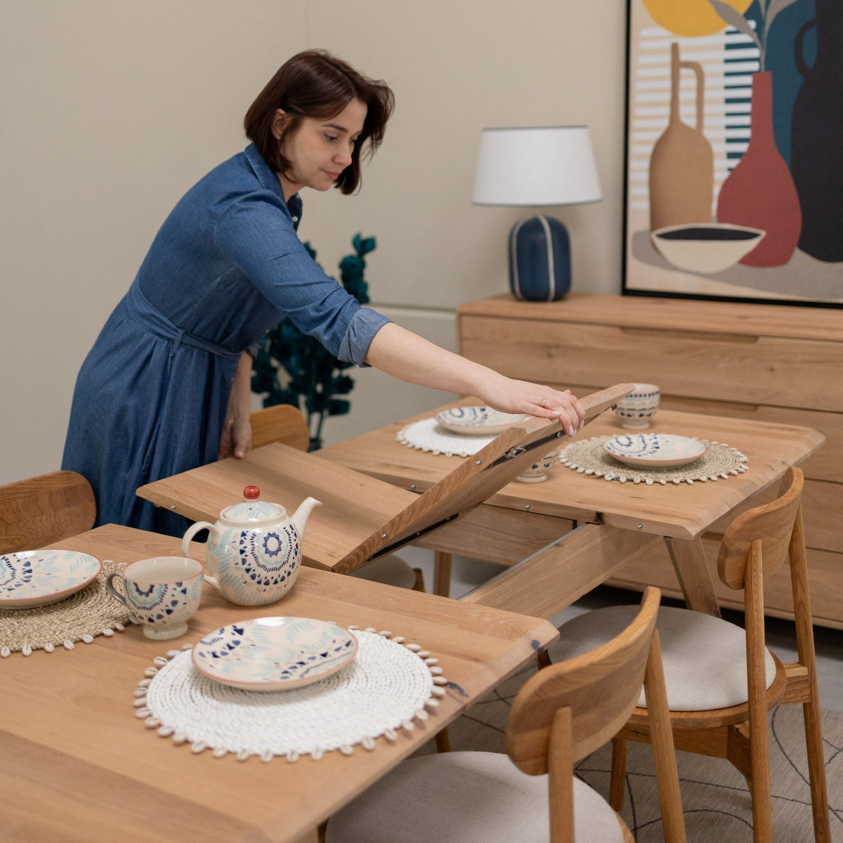 Table de salle à manger extensible en bois massif SWEDEN | VESKOR