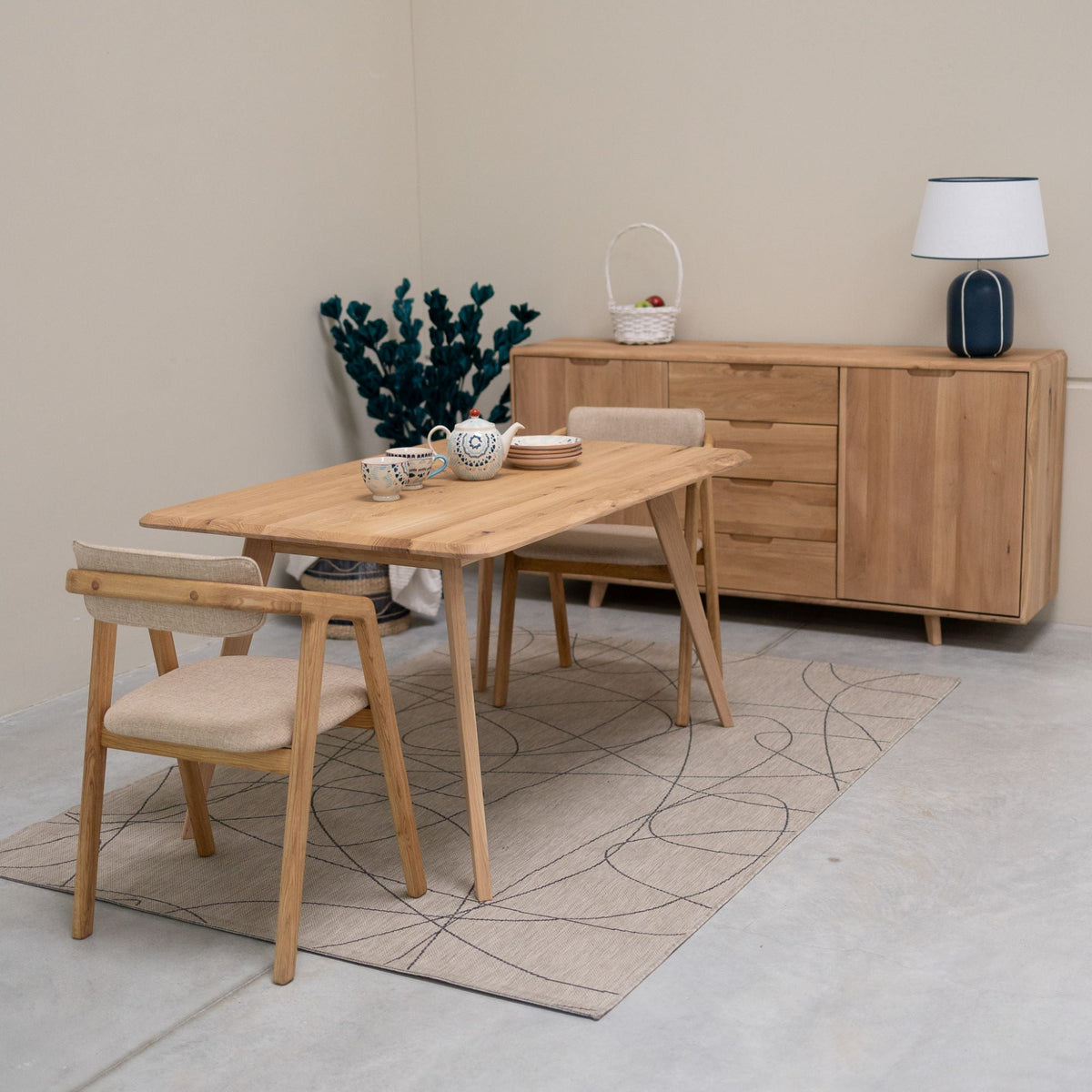 Table de salle à manger fixe en bois massif SUÈDE | VESKOR