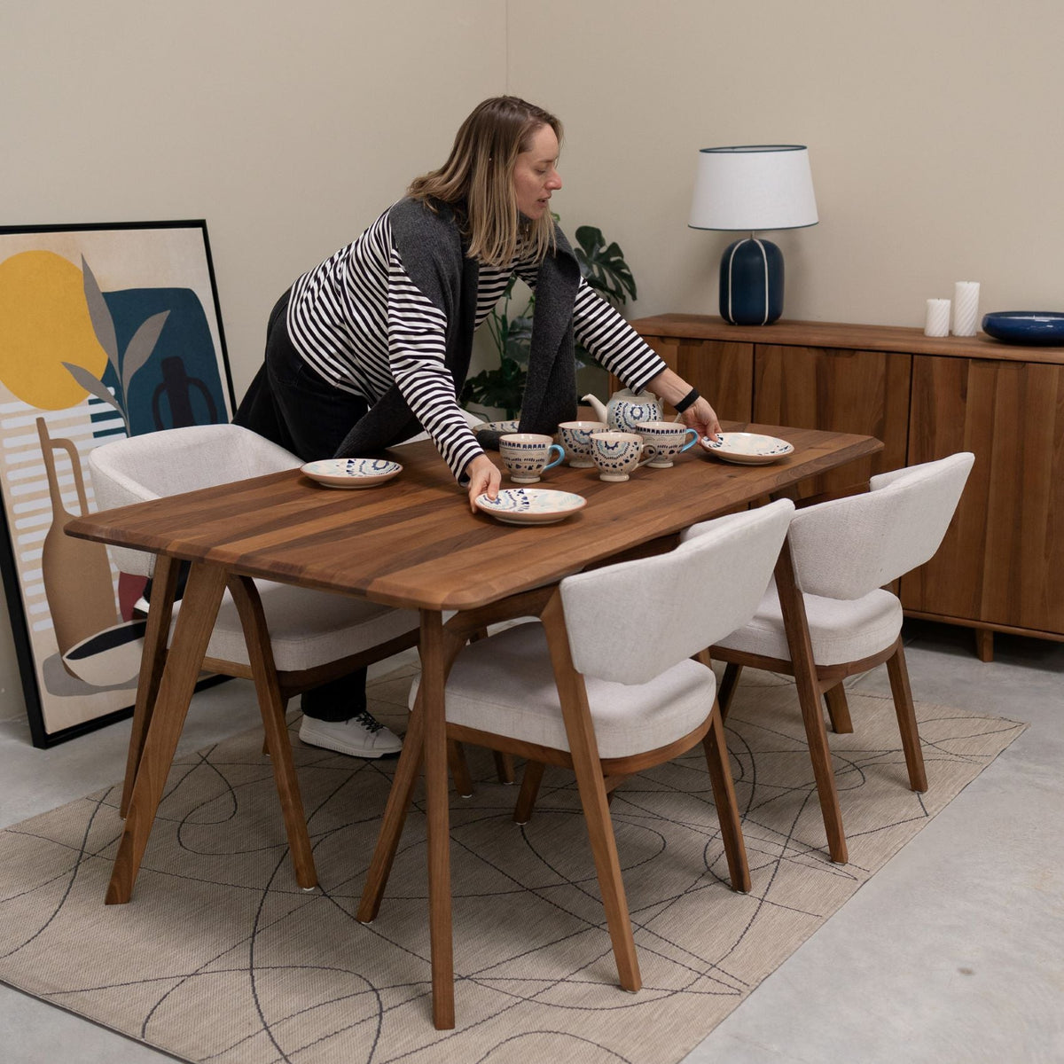 Table de salle à manger fixe en bois massif SUÈDE | VESKOR