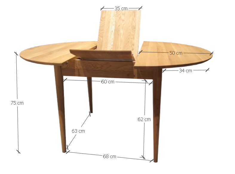 Table de salle à manger ronde à rallonge en bois de chêne MALMO | VESKOR