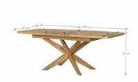 Table à manger à rallonges avec pieds croisés en chêne massif VELLE 39 | LoftStory