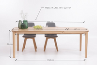 Table de salle à manger à rallonge en bois massif hêtre ou chêne IKONA | KARPIS