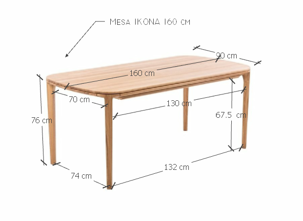 Table de salle à manger fixe en hêtre ou chêne massif IKONA | KARPIS